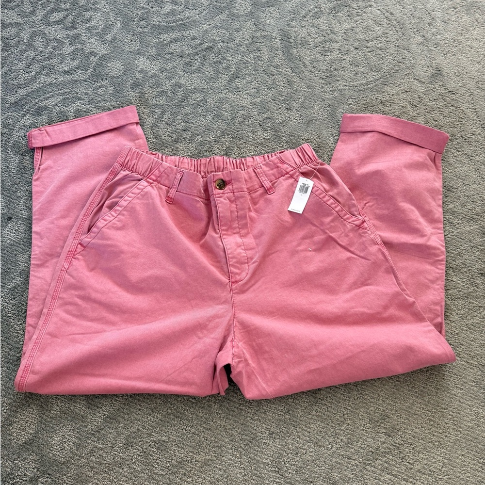 Old Navy Pink Elastic-Waist Chino-Style Pants